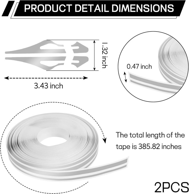 ongfuwu 2 Rolls×32Ft Car Pinstriping Tape, Vinyl Automotive Pinstriping Tape Stripe Decal, DIY Car Body Side Stripes Trim Sticker, Universal for Motorcycle Door Home Musical Instrument(Silver) - Image 2